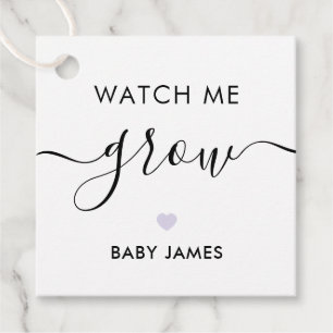 Watch Me Grow, Pflanze Baby Shower Tag, Lavendel Geschenkanhänger