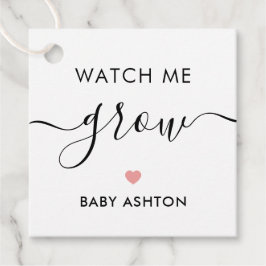 Watch Me Grow, Pflanze Baby Shower Tag, Pink Geschenkanhänger