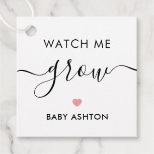 Watch Me Grow, Pflanze Baby Shower Tag, Pink Geschenkanhänger