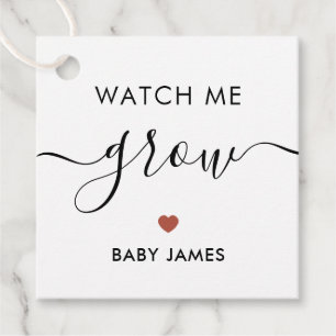 Watch Me Grow, Pflanze Baby Shower Tag, Terracotta Geschenkanhänger