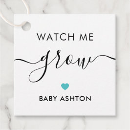 Watch Me Grow, Pflanze Baby Shower Tag, Türkis Geschenkanhänger