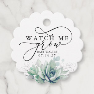 Watch Me Grow - Succulents Greenery Baby Shower Fa Geschenkanhänger
