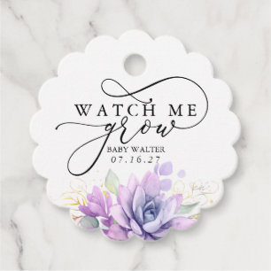 Watch Me Grow - Succulents Greenery Baby Shower Fa Geschenkanhänger