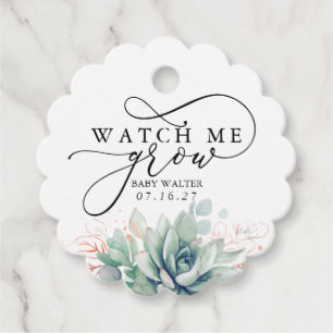 Watch Me Grow - Succulents Greenery Baby Shower Fa Geschenkanhänger