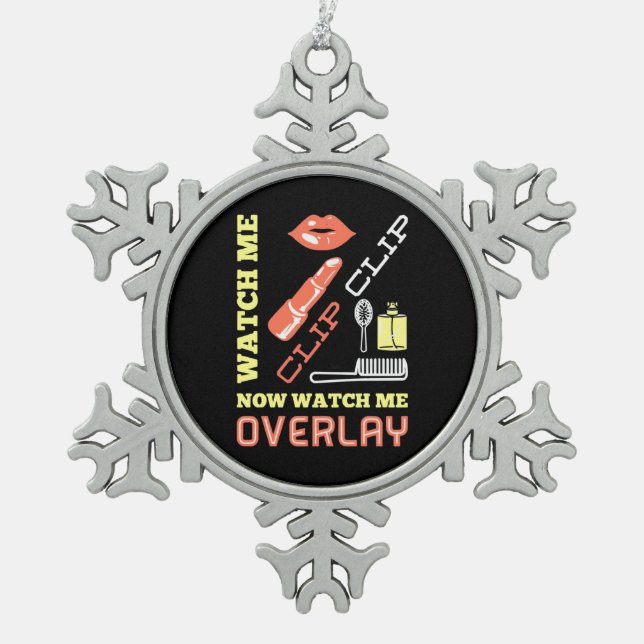 Watch Nail Artist Overlay Schneeflocken Zinn-Ornament (Vorderseite)