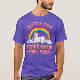 Watch Out Second Grade Here I Come Unicorn Back To T-Shirt