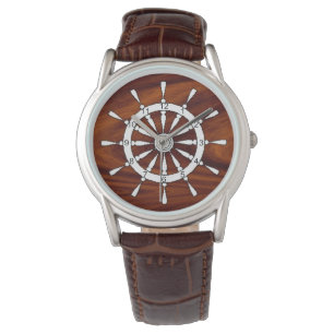 Watch - Schiffrad auf Holz (v.2) Armbanduhr