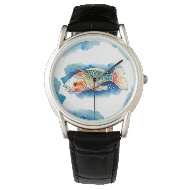 Watch - Wasserfarbenserie: Koi Fish Armbanduhr (Vorderseite)