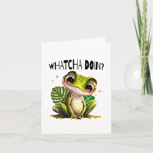 Watcha macht? Funny Curious Frog Dankeskarte (Vorderseite)