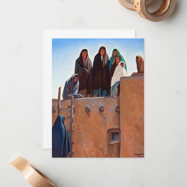 Watchers From Housetop by Maynard Dixon Mitteilungskarte (Vorderseite/Rückseite Beispiel)