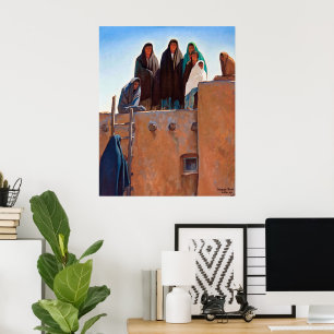 Watchers From Housetop by Maynard Dixon Poster