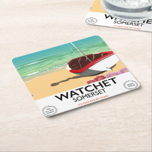 Watchet Somerset Vintage-Zugposter Rechteckiger Pappuntersetzer