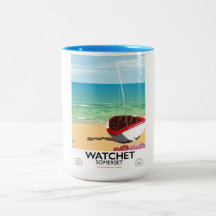 Watchet Somerset Vintages Zugplakat Zweifarbige Tasse