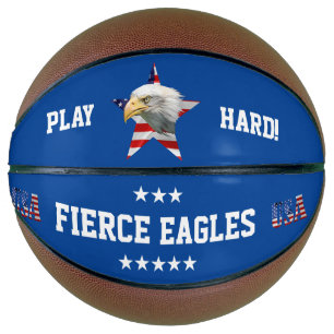 Watchful Bald Eagle, The American Flag, Star Basketball
