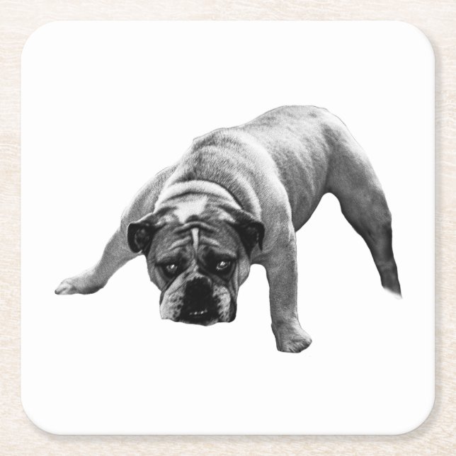 Watchful Bulldog-Untersetzer Rechteckiger Pappuntersetzer (Vorderseite)