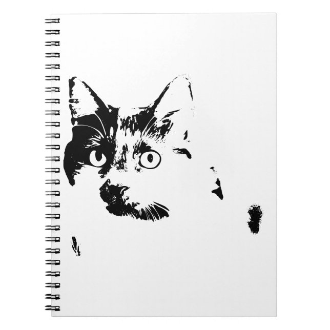 Watchful Cat Portrait Notebook Notizblock (Vorderseite)