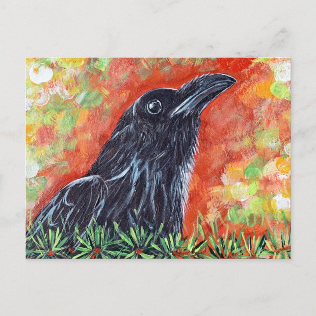 Watchful Crow Painting Postkarte (Vorderseite)