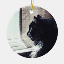 Watchful Kitty Keramik Ornament