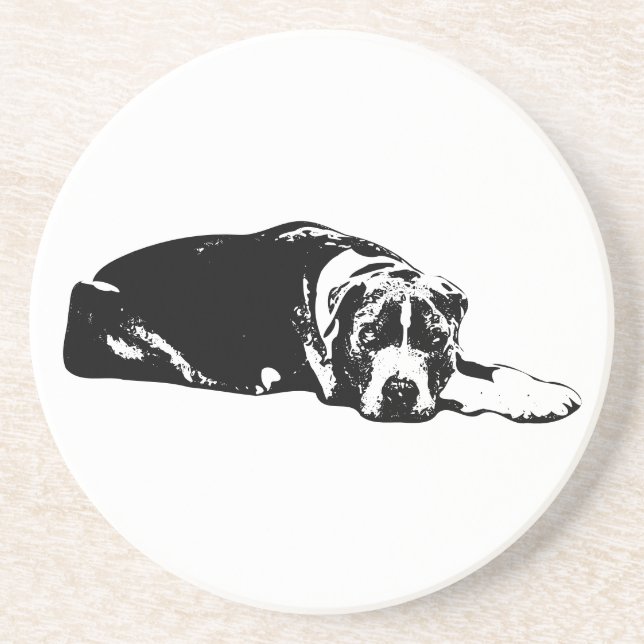 Watchful Pitbull Mix Lying Pose Untersetzer (Vorne)