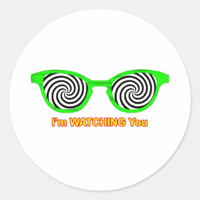 Watching Hypnotize Sunglasses Green Rim The MUSEUM Runder Aufkleber (Vorderseite)