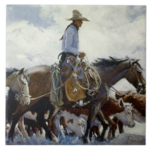 "Watching Ihm Move" Western Art von WHD Kerner Fliese
