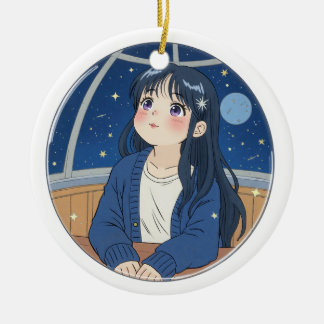 Watching the stars at the planetarium keramik ornament