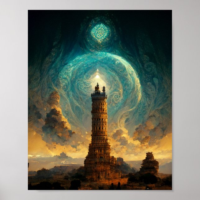Watchtower of the Gods Fantasy Art Poster (Vorne)
