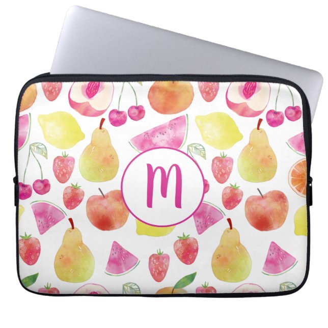 Watecolor Fruit Monogram Laptopschutzhülle (Vorderseite)
