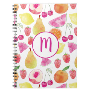 Watecolor Fruit Monogram Notizblock