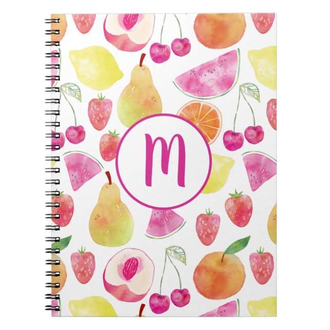 Watecolor Fruit Monogram Notizblock (Vorderseite)
