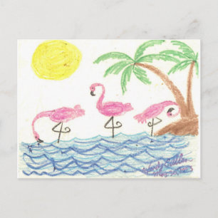 Watende Flamingos Postkarte