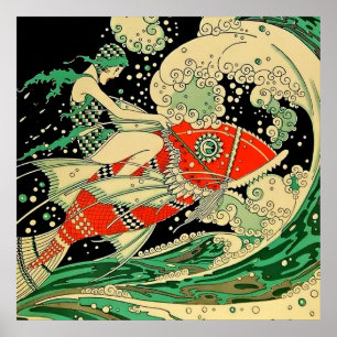 "Water" Art Deco von Jose Carlos Poster