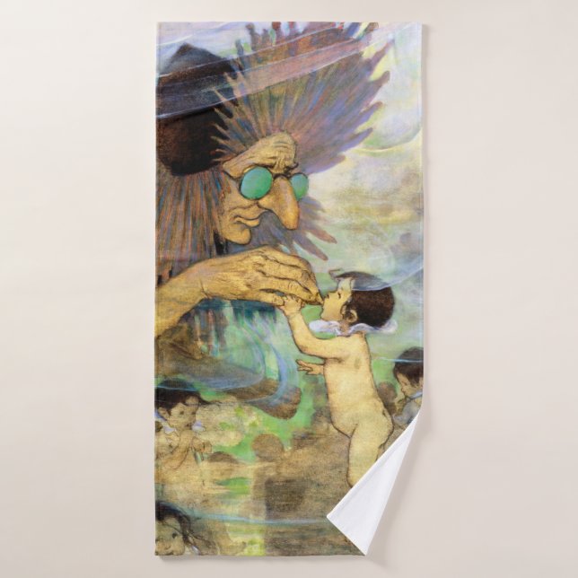 Water Baby and Fairy, Jessie Willcox Smith Badehandtuch (Badehandtuch)