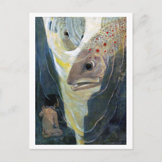 Water Baby and Fish, Jessie Willcox Smith Postkarte (Vorderseite)