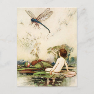 Water Baby und Dragon Fly Postkarte