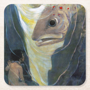 Water Baby und Fisch, Jessie Willcox Smith Rechteckiger Pappuntersetzer