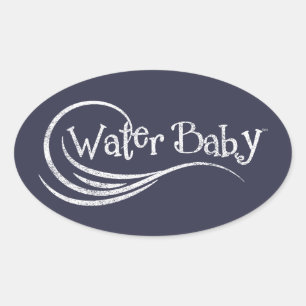 Water Baby Vintage Oval Aufkleber