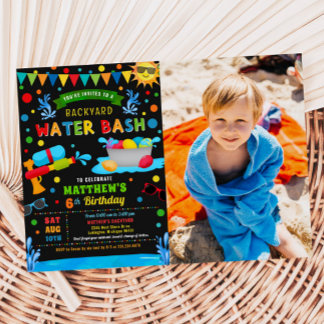 Water Bash Summer Boy Geburtstagsparty Foto Einladung