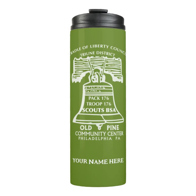 Water Bottle - Olive Green (Personalized) Thermosbecher (Vorderseite)