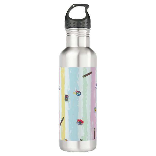 Water Bottle – Sports & Stripes Pastel Racing  Edelstahlflasche (Vorderseite)