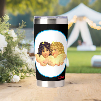 WATER BOTTLE TUMBLER TWIN ANGELS XOXO  THERMOBECHER