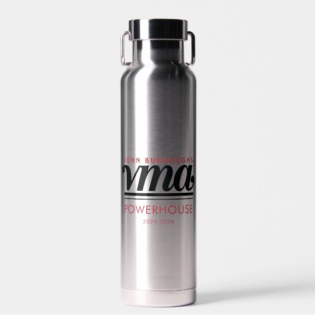 Water Bottle with Black Cursive Name, Phone, Year Trinkflasche (Vorne)