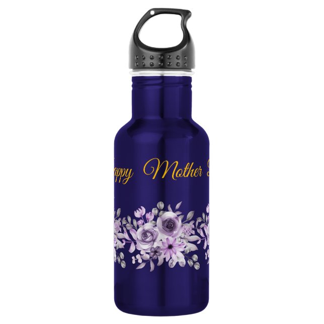 Water Bottle with Floral Arrangement and Mother's  Edelstahlflasche (Vorderseite)