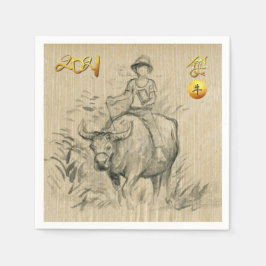 Water Buffalo Kid Chinesisch Ox Jahr 2021 PN Serviette