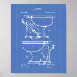 Water Closet Bowl 1909 Patent Art Blueprint Poster