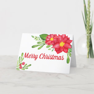Water Color Poinsettia Weihnachtskarte Feiertagskarte