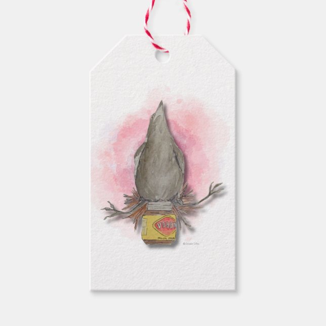 water colour Australian magpie gift tag Geschenkanhänger (Vorderseite)