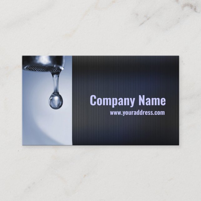 "Water Drop Plumber Business Card" Visitenkarte (Vorderseite)