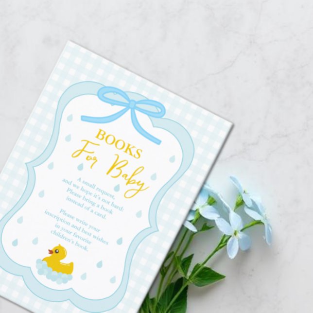 Water Droplets Gingham Baby Shower Books For Baby Begleitkarte (Von Creator hochgeladen)