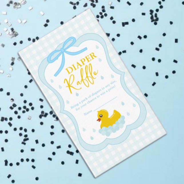 Water Droplets Gingham Baby Shower Diaper Raffle Begleitkarte (Von Creator hochgeladen)